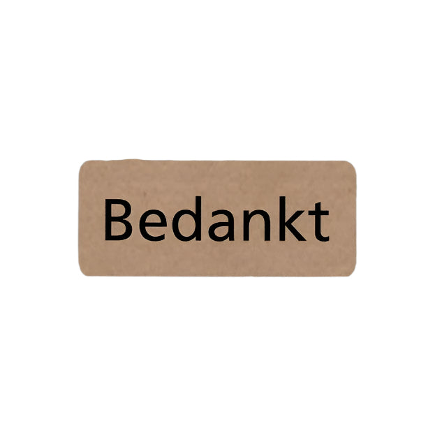 Kraft Wensetiket Bedankt rechthoek - Kadopapier.net
