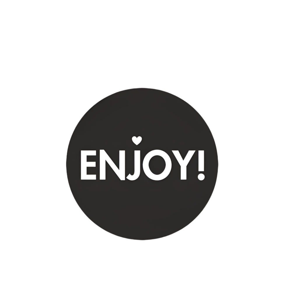 Wensetiket Enjoy zwart - Kadopapier.net