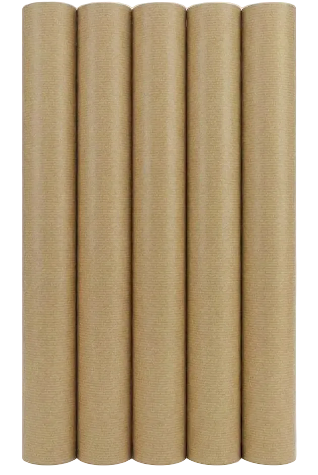 Kraft Pure – Klassiek Geribd Inpakpapier  – 70 cm x 5 m – set van 5 rollen