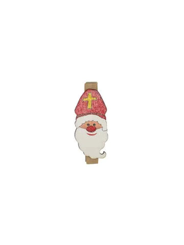 Sint Kadoknijpertje - Witte Houten Knijpers met Sinthoofdje