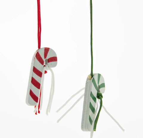 Gelukshangers Kerst Zuurstok Hout – Assorti Groen/Rood