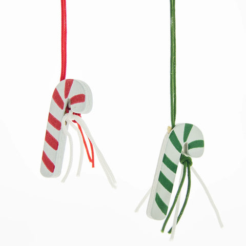 Gelukshangers Kerst Zuurstok Hout – Assorti Groen/Rood