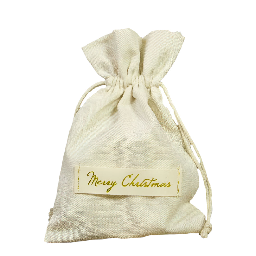 Katoenen Kerstzakje Goud - Kadopapier.net
