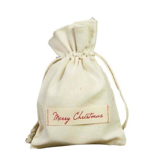 Katoenen Kerstzakje Rood - Kadopapier.net