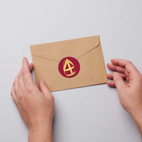 Mijter Sinterklaas Etiketten – 250 stickers – Ø 39 mm – Bordeaux & Goud – Luxe Zelfklevend