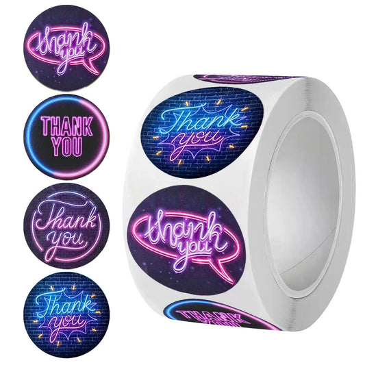 Sluitsticker Neon Thank You -  25mm - Sticker-Etiket- 500 stuks
