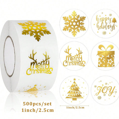 Sluitsticker Merry Christmas Goud/transparant