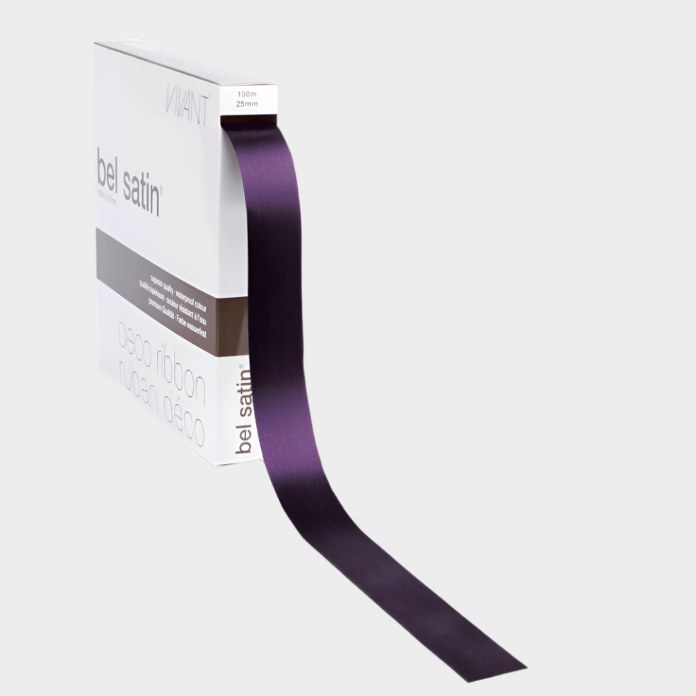 Poly Satijnlint Aubergine - Kadopapier.net