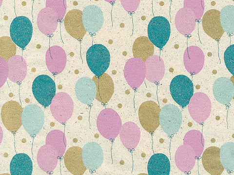 Cadeaupapier PETIT BALLON – Petrol/Fuchsia/Goud - grass paper 100% recycled
