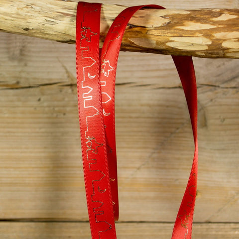 Satijn Sinterklaaslint Huisjes 16mm - Sinterklaas Cadeaulint - Kadopapier.net