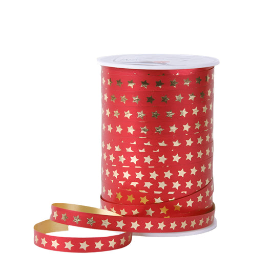 Sterretjes krullint Rood - Goud - Kadopapier.net