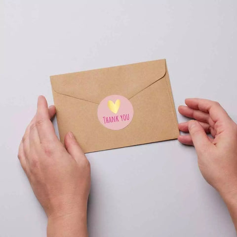 Thank You | goud/roze | 250st. -Sticker-Etiket-