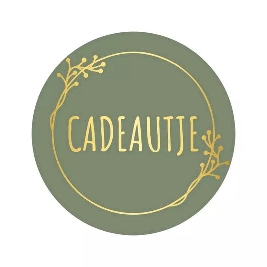 Cadeautje | goud/olijfgroen | 250st. -Sticker-Etiket-