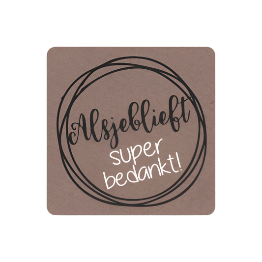 Vierkant Kraft etiket Alsjeblieft Bedankt - Kadopapier.net