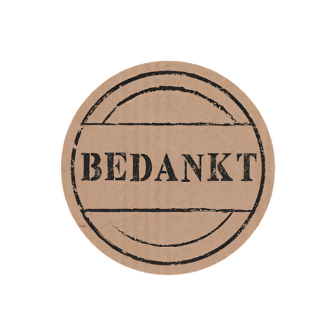 Wensetiketten Rond kraft Bedankt - Kadopapier.net
