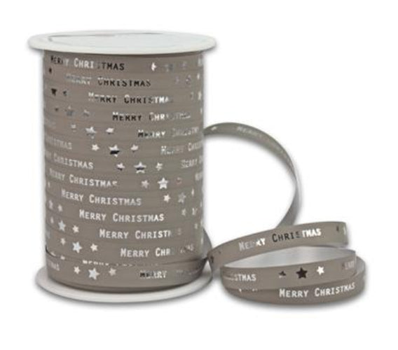 Zand Krullint Merry Christmas 10 mm x 100 m | Feestelijke Cadeaulinten - Kadopapier.net