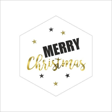 Kerst Wensetiket 6Hoek Merry Christmas